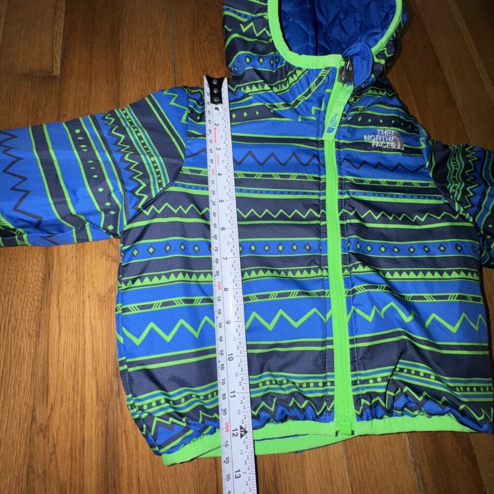 The North Face Reversible Infant Baby Hooded Jacket Quilted Blue Size 6-12 M - Picture 8 of 9